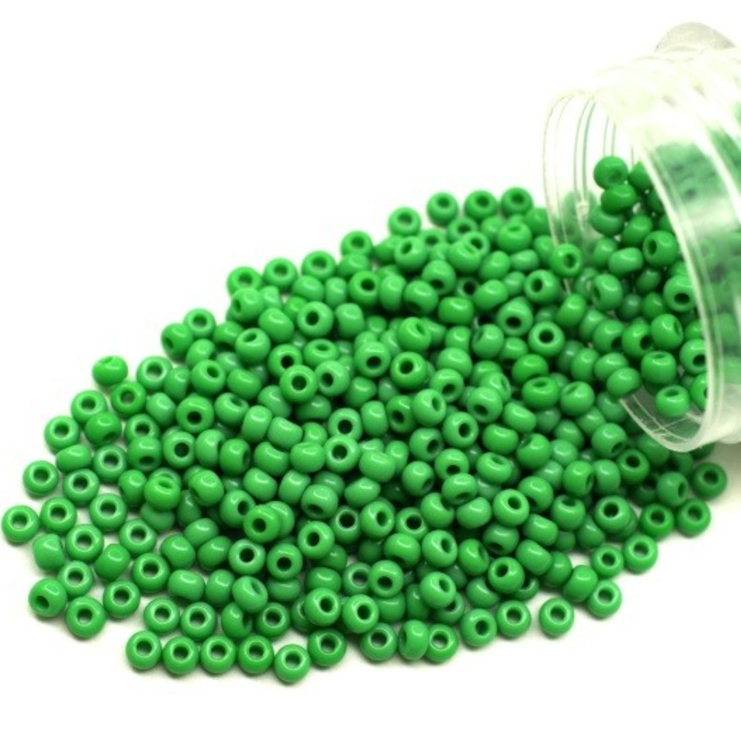 10/0 53250 Preciosa Seed Beads. Opaque green.