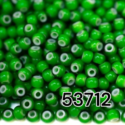 10/0 53712 Preciosa Tschechische Glas Perlen Rocailles 2.3mm. Karneolgrün.