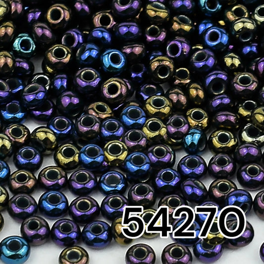 10/0 54270 Preciosa Seed Beads. Opaque rainbow.