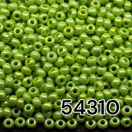 10/0 54310 Preciosa Seed Beads. Opaque rainbow green.