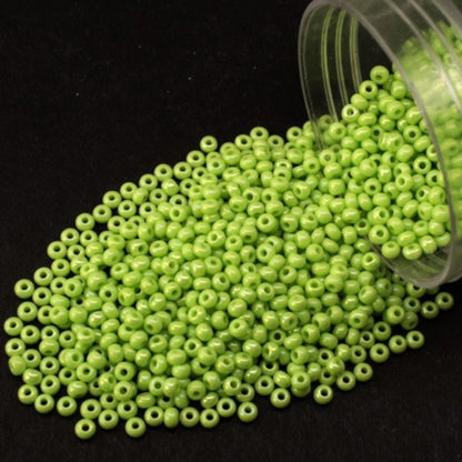 10/0 54410 Preciosa Seed Beads. Opaque rainbow green.