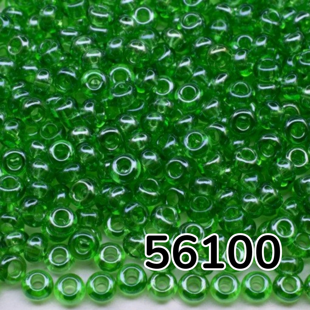 10/0 56100 Preciosa Çek Camı Kum Boncuğu Rocaille Boncuk 2.3mm. Yeşil Şeffaf Sfinx.