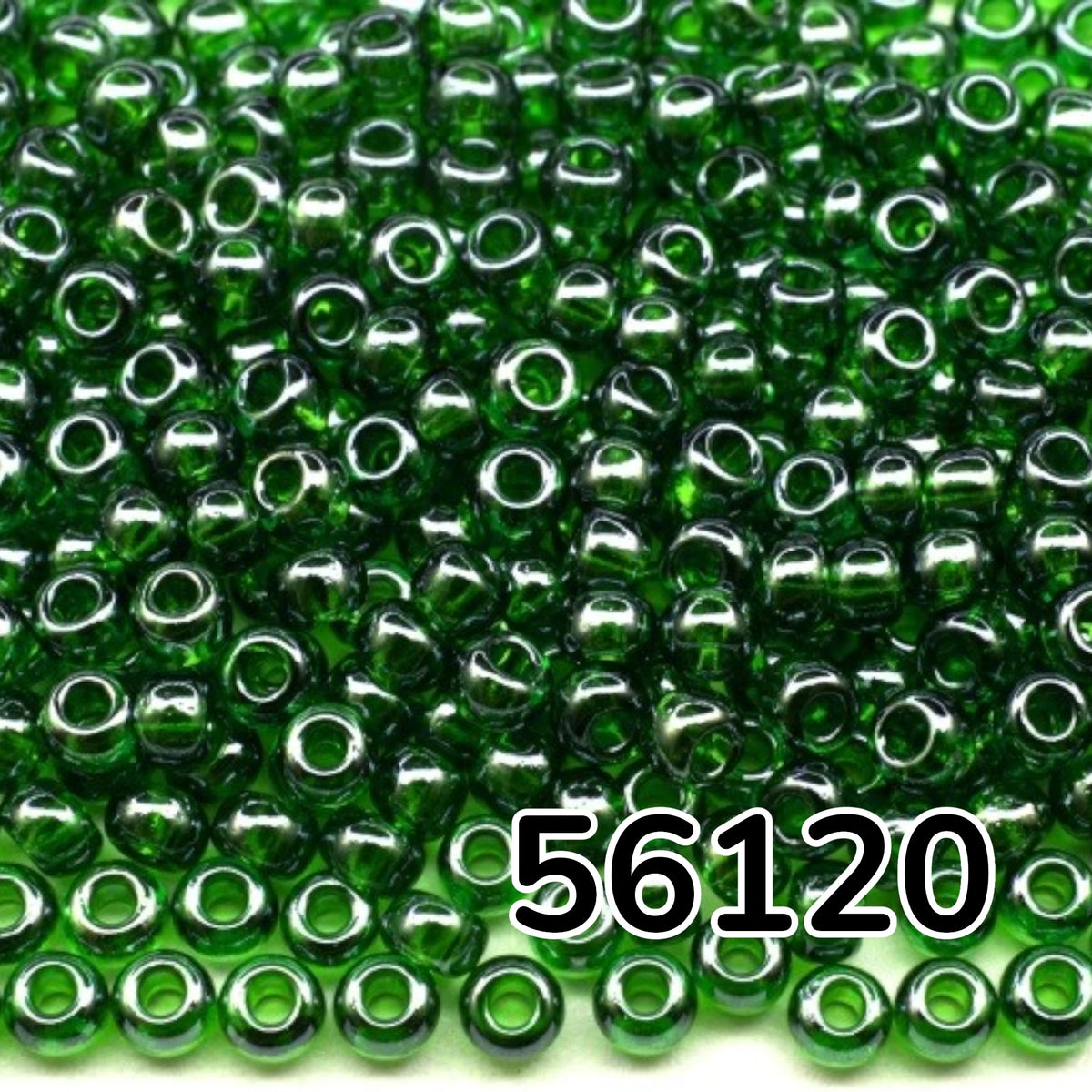 10/0 56120 Preciosa Čekiški stiklo karoliukai Rokajaus 2.3mm. Skaidrūs žali Sfinx.