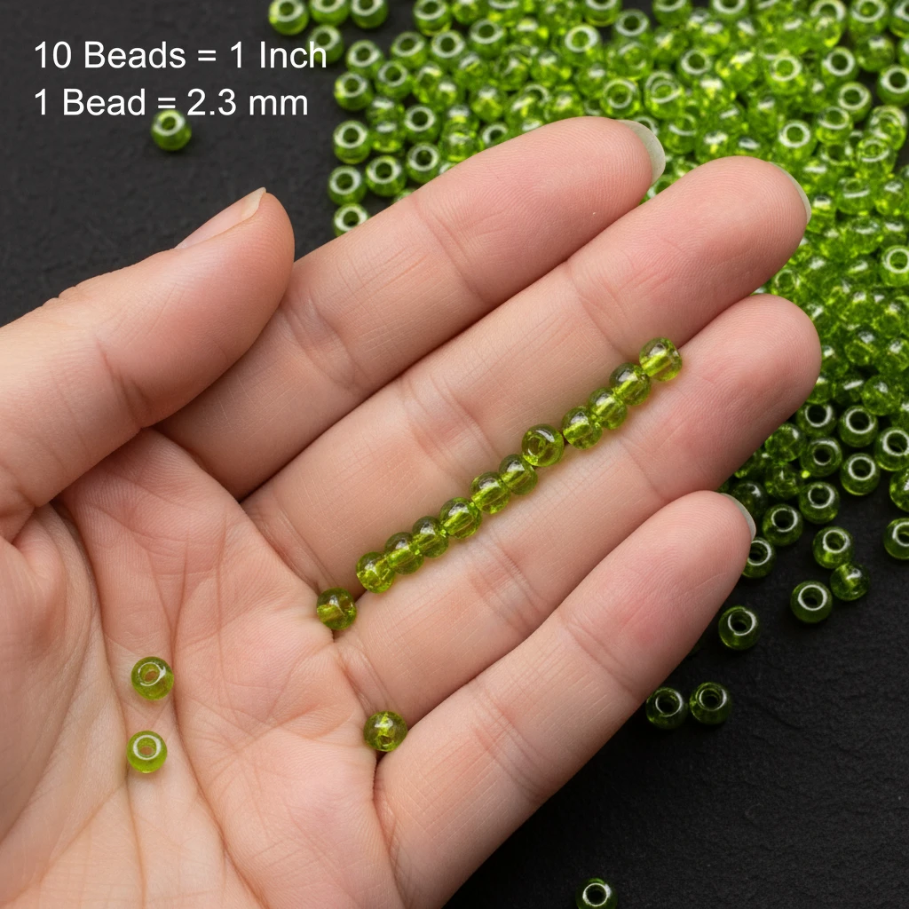 10/0 56220 Preciosa Perline di vetro ceche Rocaille 2.3mm. Verde trasparente Sfinx.