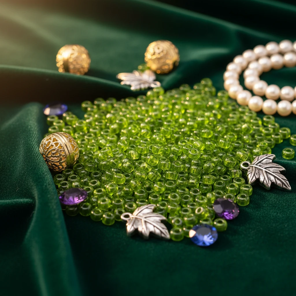 10/0 56220 Preciosa Perline di vetro ceche Rocaille 2.3mm. Verde trasparente Sfinx.