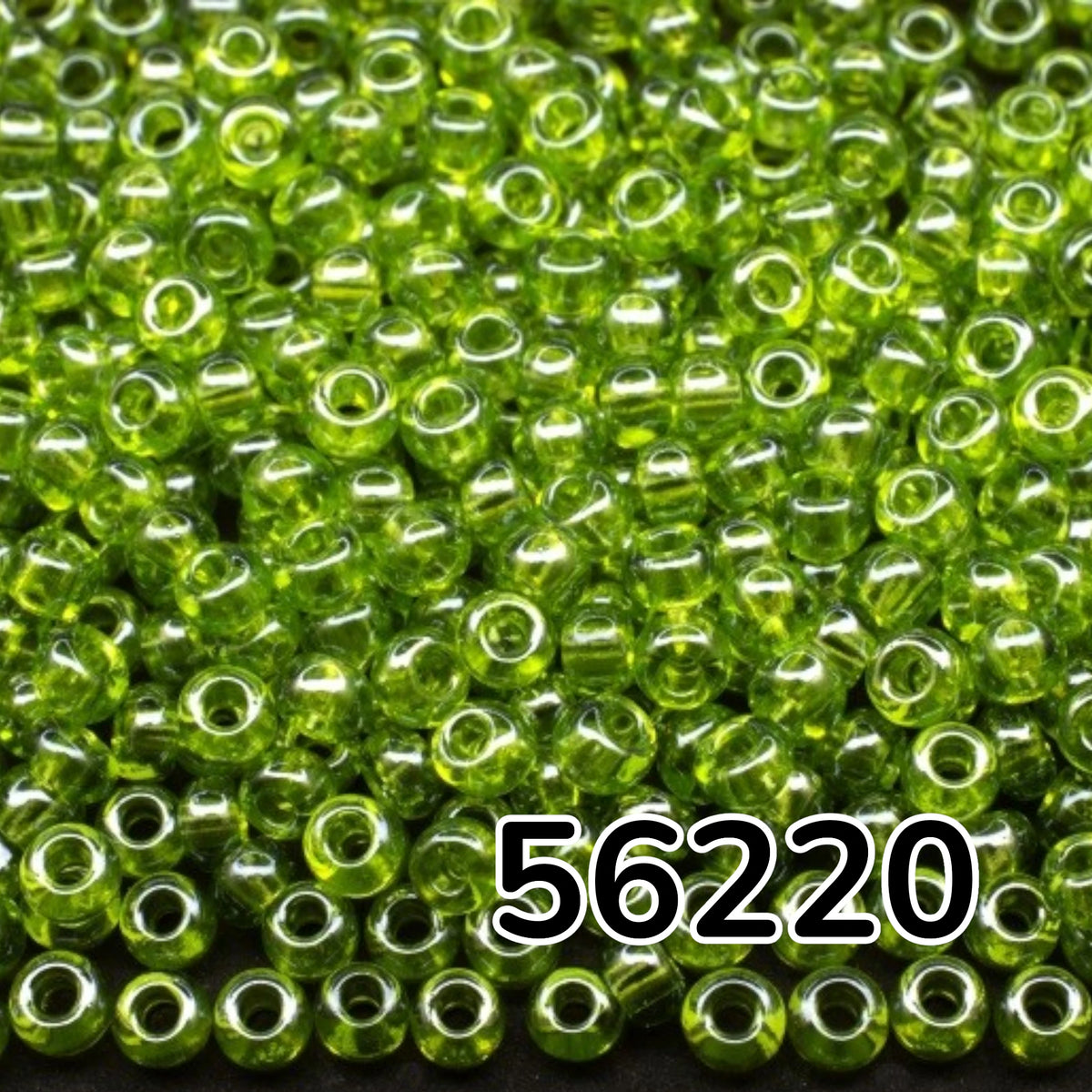 10/0 56220 Preciosa Perline di vetro ceche Rocaille 2.3mm. Verde trasparente Sfinx.
