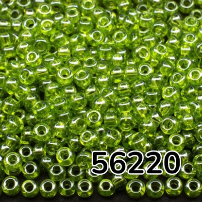 10/0 56220 Preciosa Perline di vetro ceche Rocaille 2.3mm. Verde trasparente Sfinx.