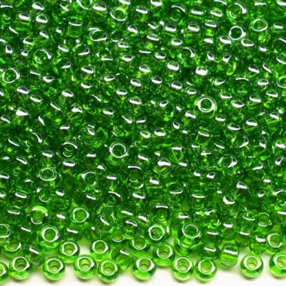 10/0 56430 Preciosa Czeskie szklane Koraliki Rocailles 2.3mm. Przezroczysty zielony Sfinx.