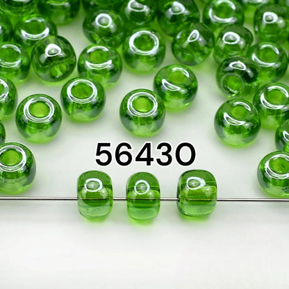 2/0 56430 Preciosa Czech Glass Koraliki Rocailles 6.1mm. Zielony Transparentny Sfinx.