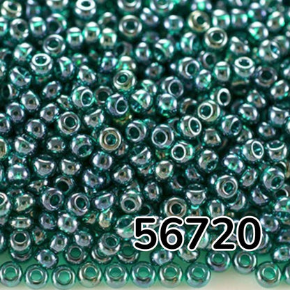 10/0 56710 Preciosa Tschechische Glasperlen Rocailles 2.3mm. Blaugrün Transparent Sfinx.