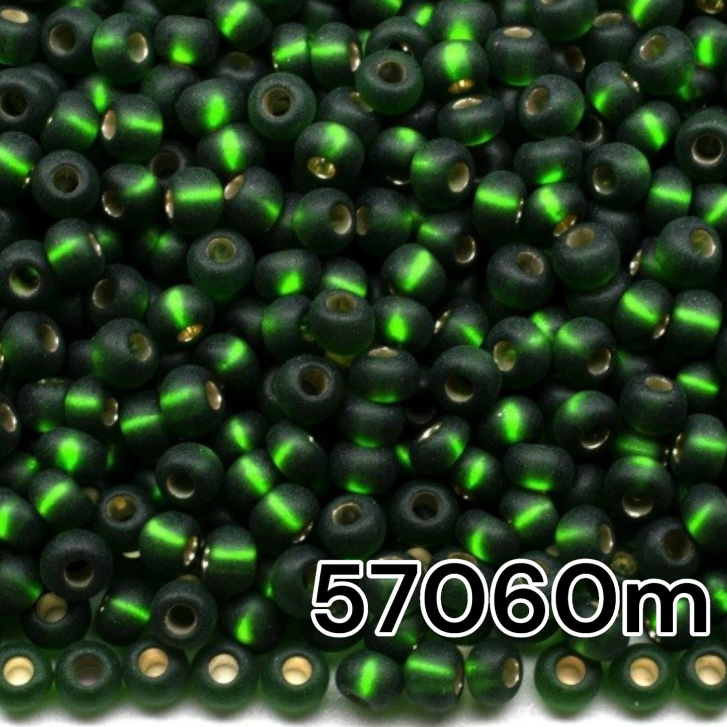 10/0 57060 matte Preciosa Rocailles-Perlen. Grün transparent mit Silbereinlage.