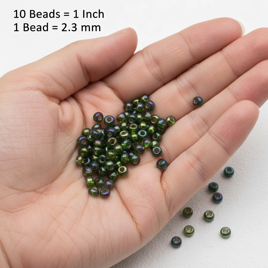 10/0 57069 Preciosa Perles de Rocaille en verre tchèque 2.3mm. Vert transparent, doublé argent, arc-en-ciel.