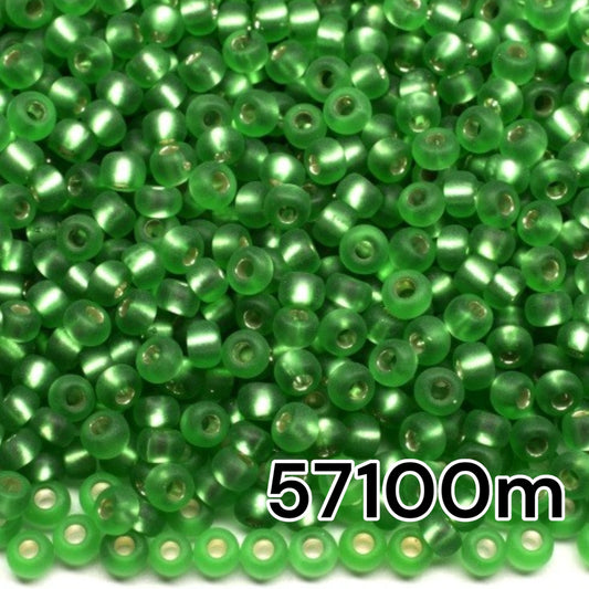 10/0 57100 matte Preciosa Rocailles-Perlen. Grün transparent mit Silbereinlage.