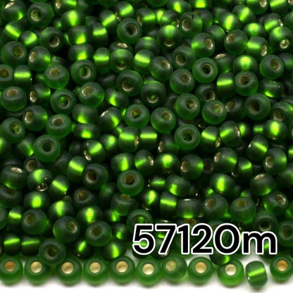 10/0 57120 matte Preciosa Rocailles-Perlen. Grün transparent mit Silbereinlage.