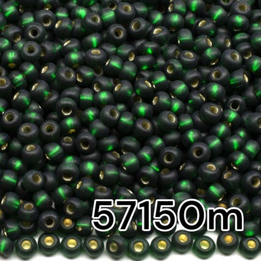 10/0 57150 matte Preciosa Rocailles-Perlen. Grün transparent mit Silbereinlage.