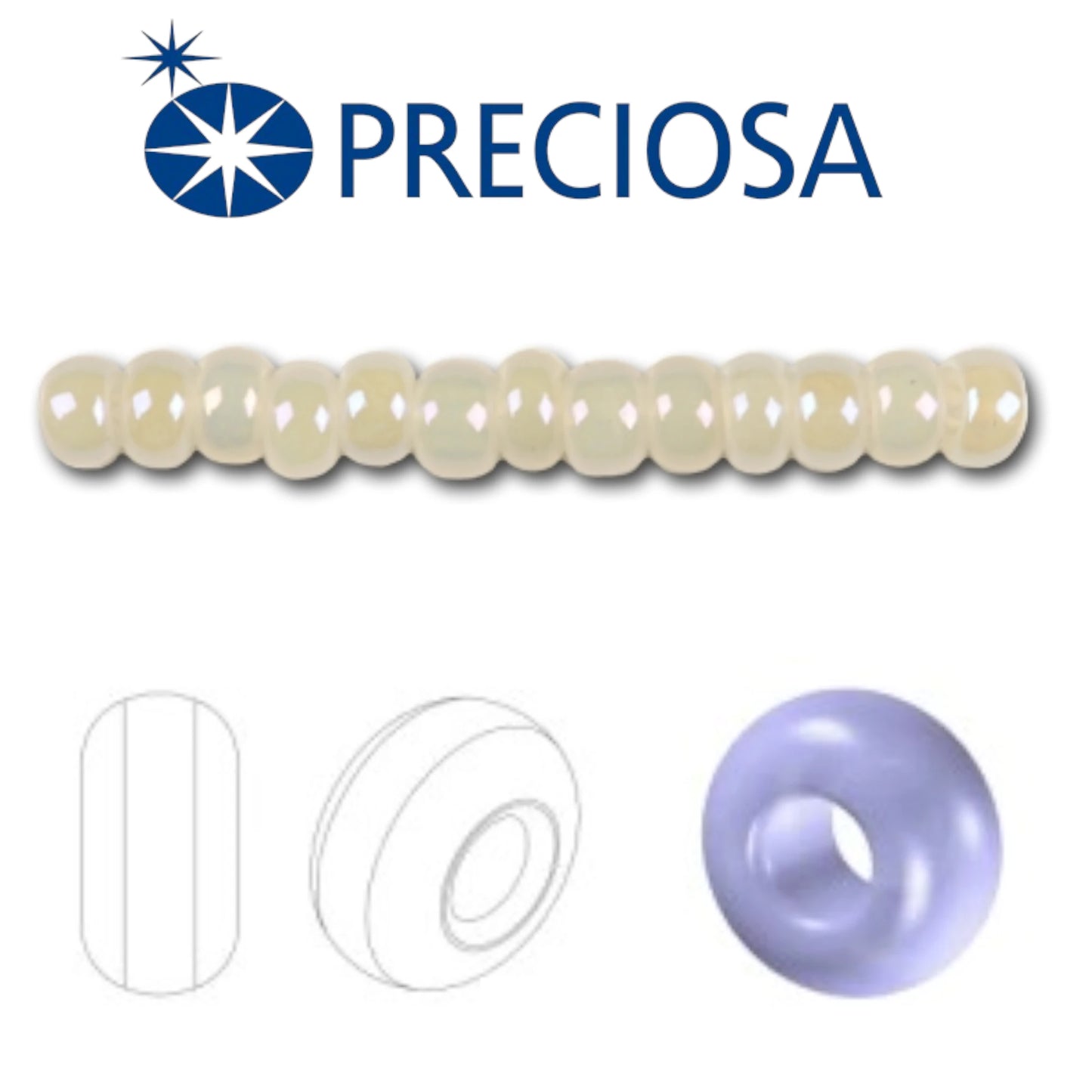 10/0 57206 Preciosa čehu stikla Pērlītes Rokaja 2.3mm. Balta gliemene.