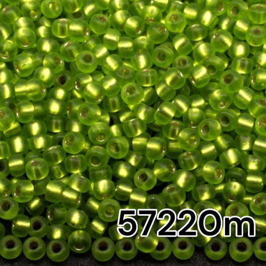 10/0 57220matte Preciosa Seed Beads. Green transparent Silver lined.