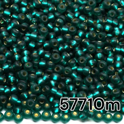 10/0 57710matte Preciosa Seed Beads. Green Blue transparent Silver lined.