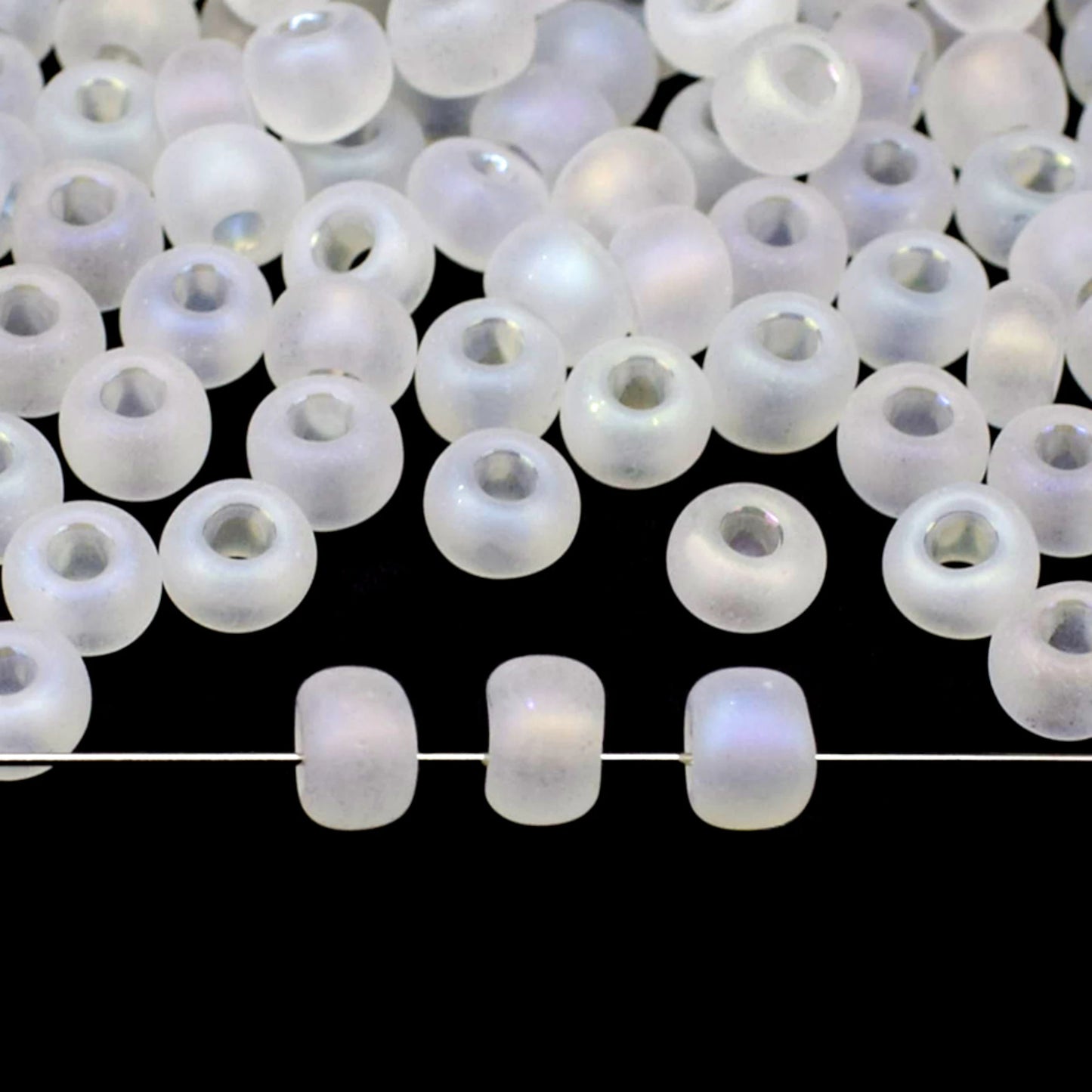 2/0 58205 matte Preciosa Seed Beads White. Transparent Rainbow.