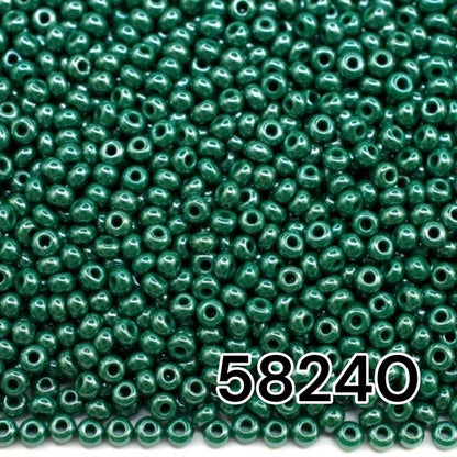 10/0 58240 Preciosa Seed Beads. Opaque Sfinx green.