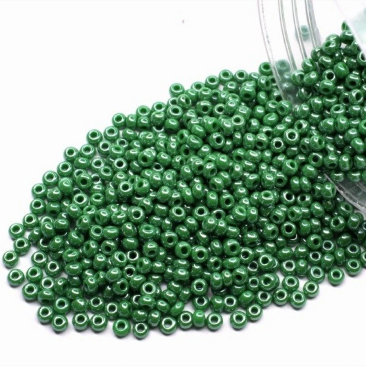 10/0 58250 Preciosa Seed Beads. Opaque Sfinx green.