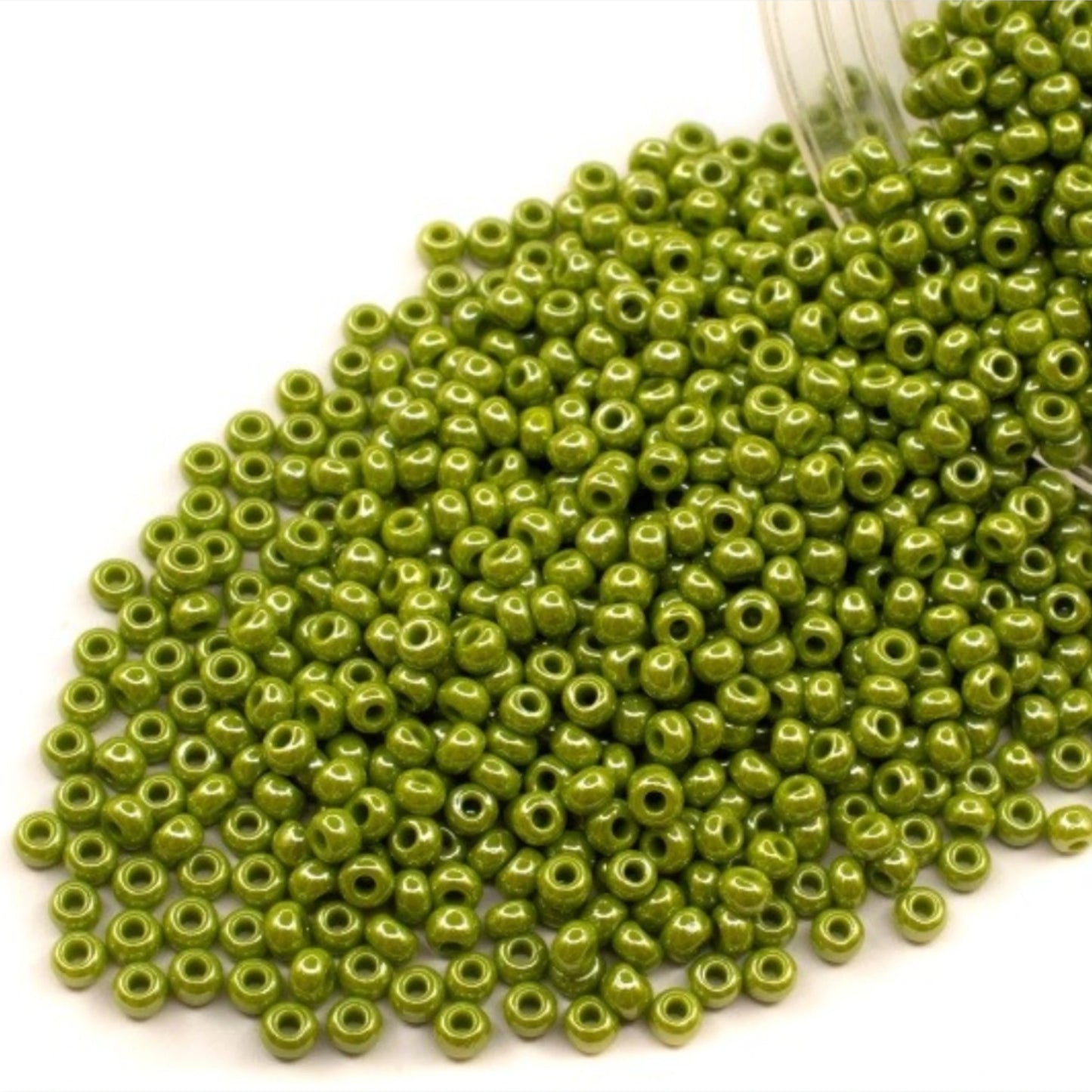 10/0 58430 Preciosa Seed Beads. Opaque Sfinx olive.