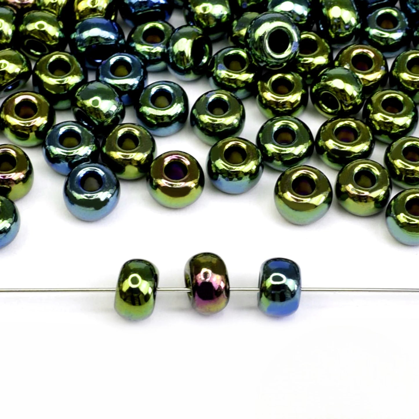 2/0 59155 Preciosa Seed Beads. Opaque Iris.