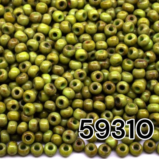 59310 Perles de rocailles tchèques PRECIOSA rondes 10/0 Travertin vert.