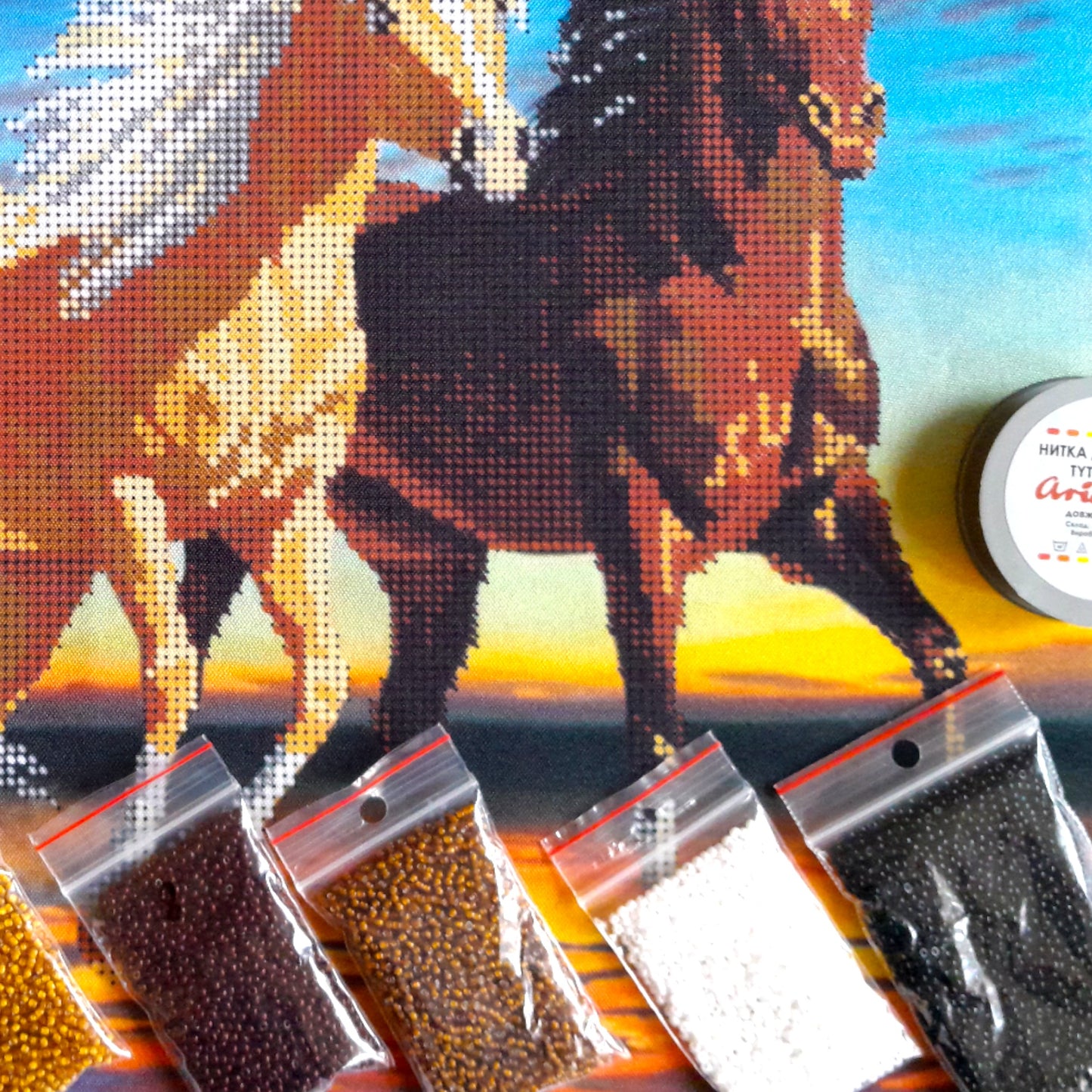 DIY Bead embroidery kit "Horses''. - VadymShop