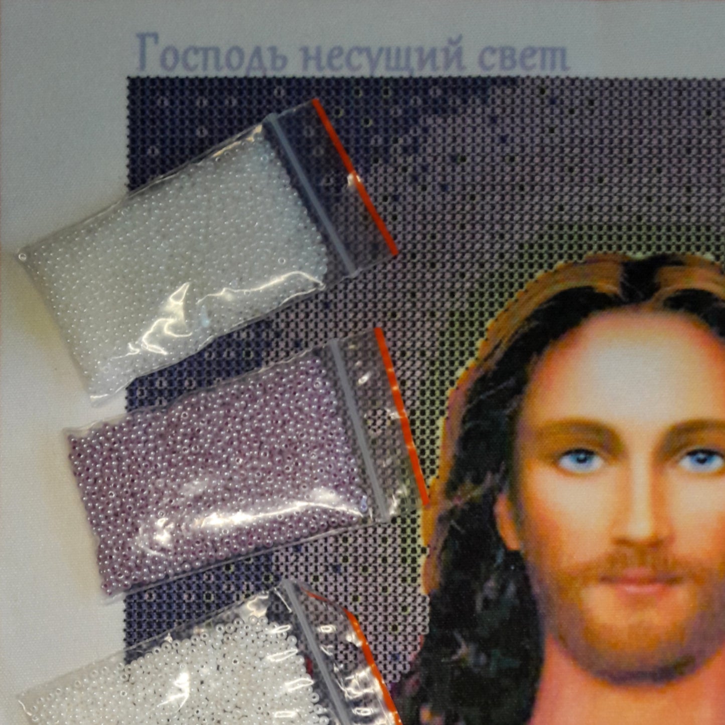 DIY Bead embroidery kit icon "Jesus bringer of light". Size: 9.1 - 11.8 in (23 - 30 сm) - VadymShop