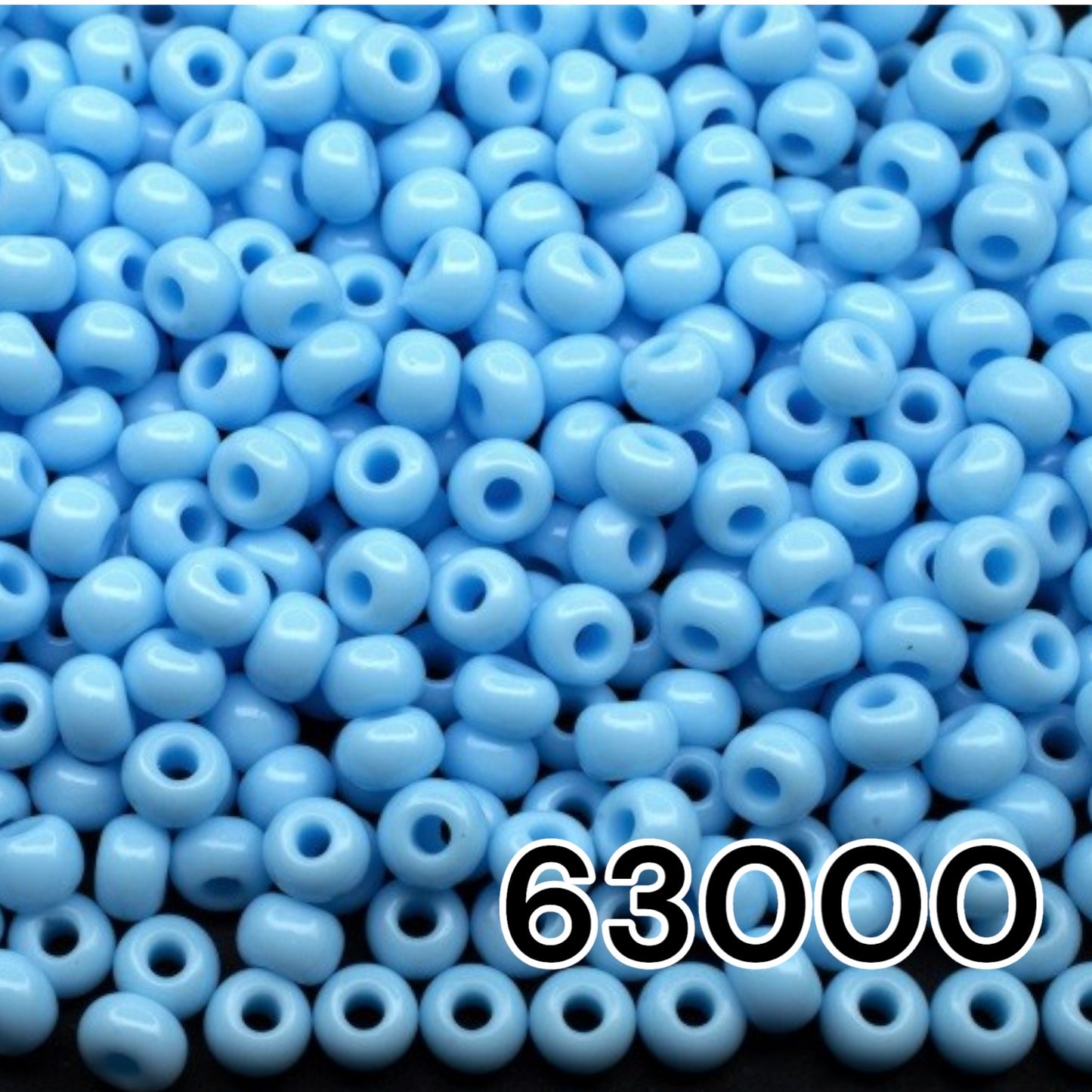 10/0 63000 Preciosa Seed Beads. Opaque light blue.