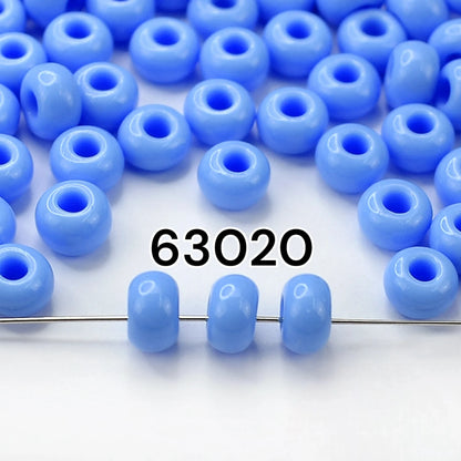 2/0 63020 Preciosa Tjeckiska Glas Pärlor Rocaillepärlor 6.1mm. Ljusblå Opaque Naturlig.