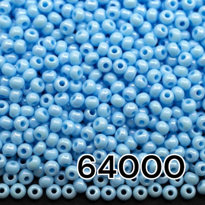 10/0 64000 Preciosa Seed Beads. Opaque rainbow light blue.