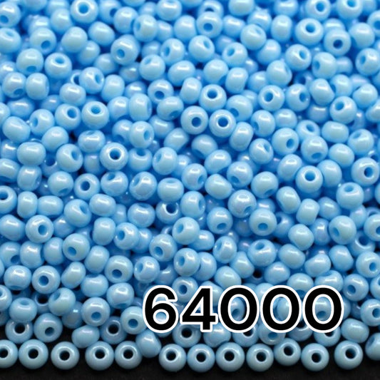 10/0 64000 Preciosa Seed Beads. Opaque rainbow light blue.