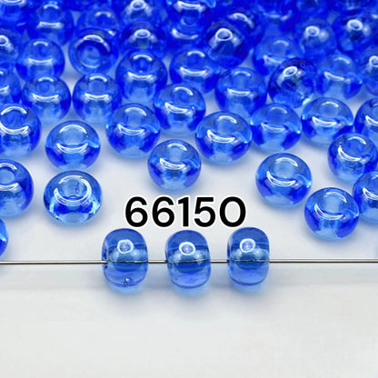 2/0 66150 Preciosa Tjeckiska glaspärlor Rocaillepärlor 6.1mm. Blå transparent Sfinx.