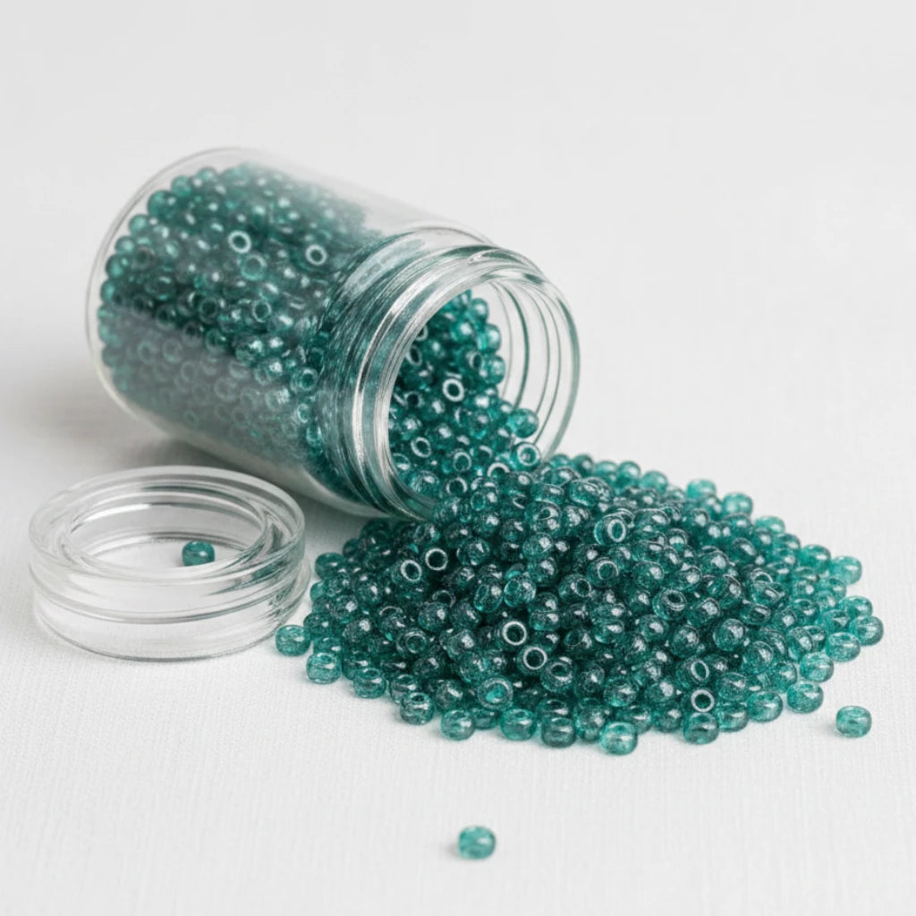 10/0 66210 Preciosa Missangas/Miçangas Pequenas (contas miúdas) de Vidro Checo Rocaille 2.3mm. Verde-água Transparente Sfinx.