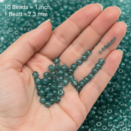 10/0 66210 Preciosa Missangas/Miçangas Pequenas (contas miúdas) de Vidro Checo Rocaille 2.3mm. Verde-água Transparente Sfinx.
