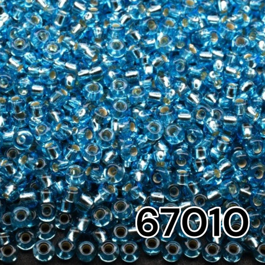 10/0 67010 Preciosa Seed Beads. Light Blue transparent Silver lined.