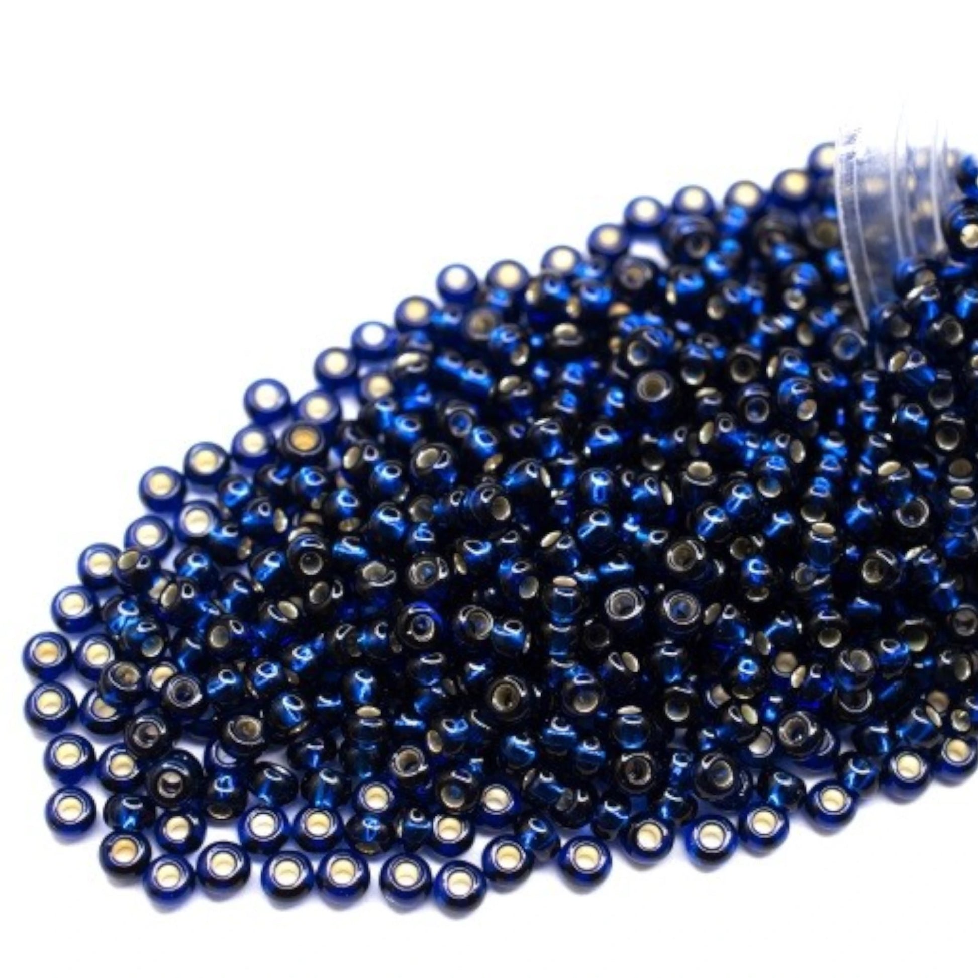 10/0 67100 Preciosa Seed Beads. Blue transparent Silver lined. - VadymShop