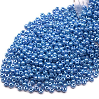 10/0 68080 Preciosa Seed Beads. Opaque Sfinx blue.