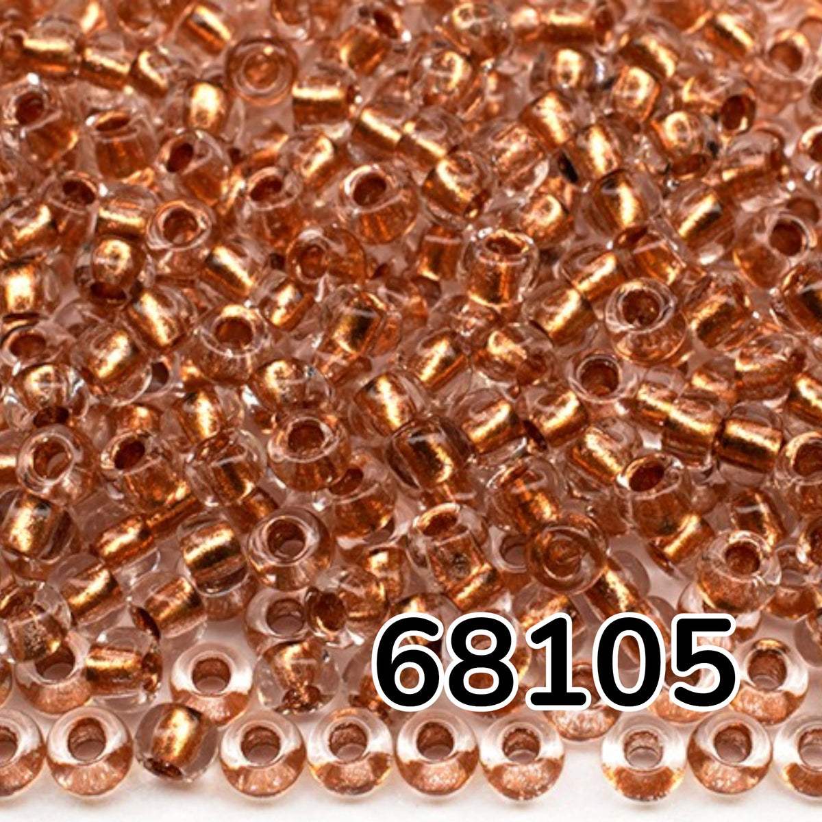 10/0 68105 Preciosa Tschechische Glasperlen Rocailles 2.3mm. Kristall, Kupfergefüttert Metallic.