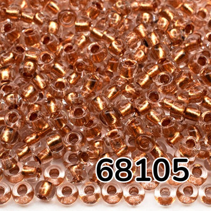 10/0 68105 Preciosa Tschechische Glasperlen Rocailles 2.3mm. Kristall, Kupfergefüttert Metallic.