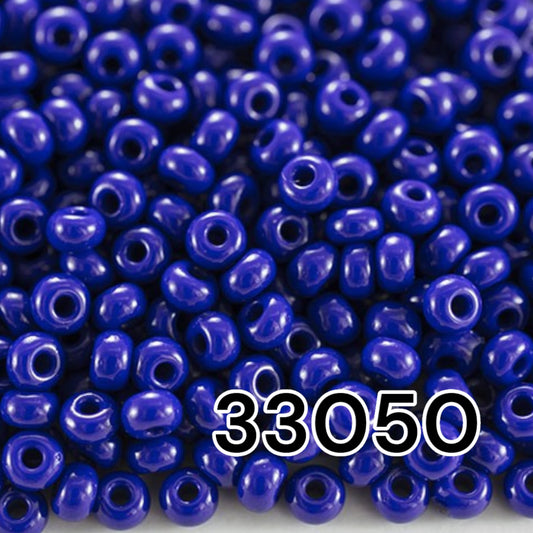 6/0 33050 Preciosa Seed Beads Blue. Opaque Natural.