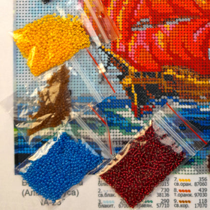 DIY Bead embroidery kit "Red Sails"  Size: 7.8-10.1 in (20-26cm) - VadymShop