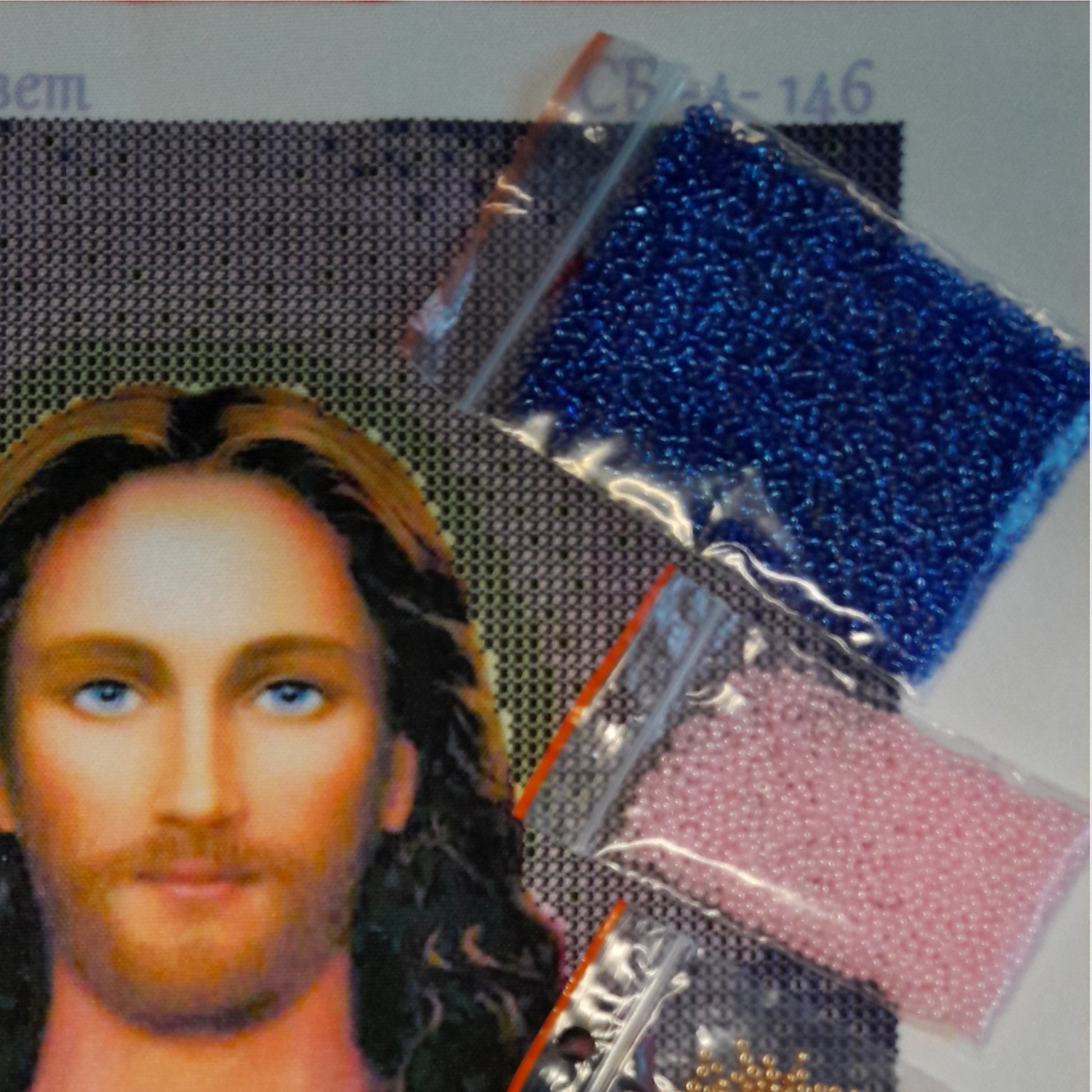 DIY Bead embroidery kit icon "Jesus bringer of light". Size: 9.1 - 11.8 in (23 - 30 сm) - VadymShop