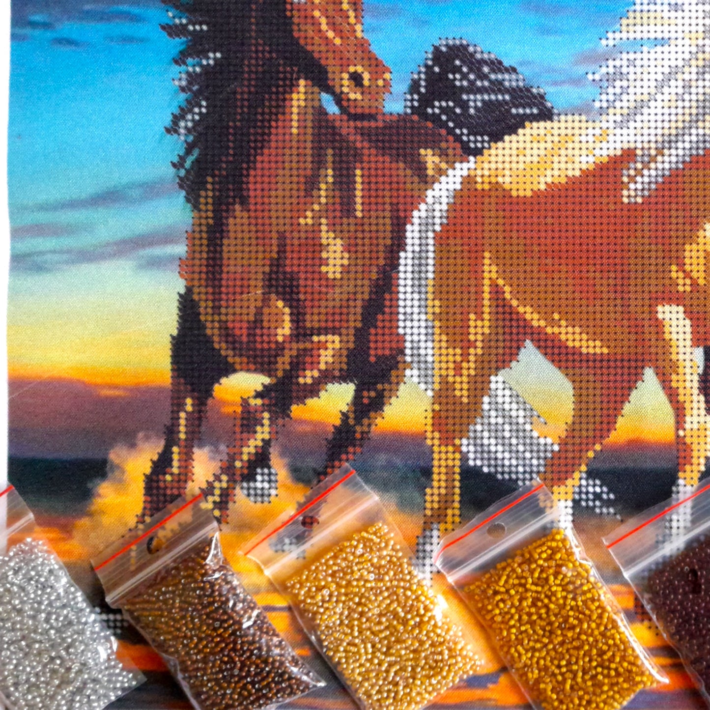 DIY Bead embroidery kit "Horses''. - VadymShop