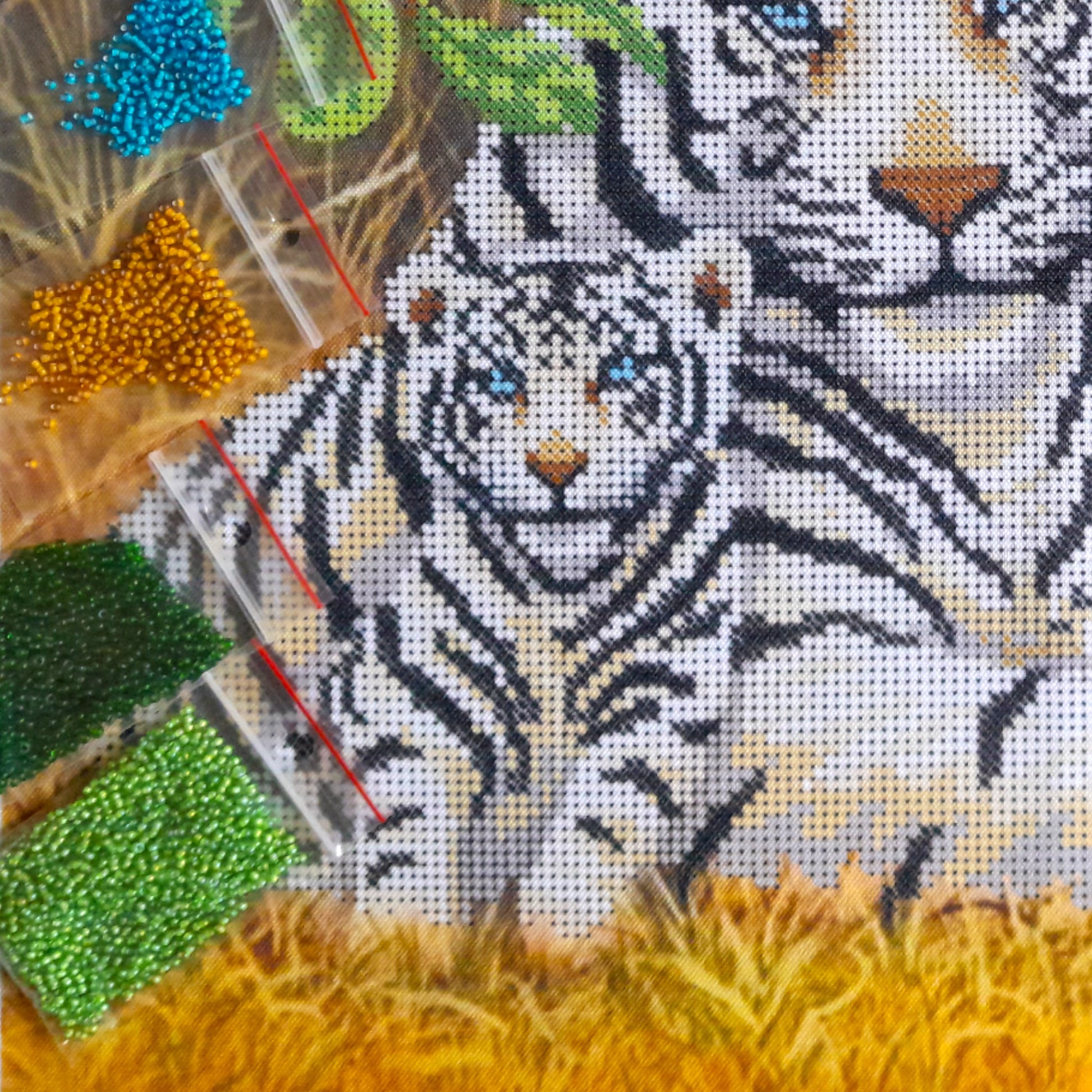 DIY Bead embroidery kit "Tigers". Size: 15.7-11in (40-28.7cm) - VadymShop