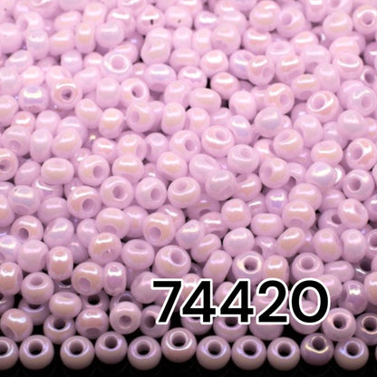 10/0 74420 Preciosa Seed Beads. Opaque rainbow pink.