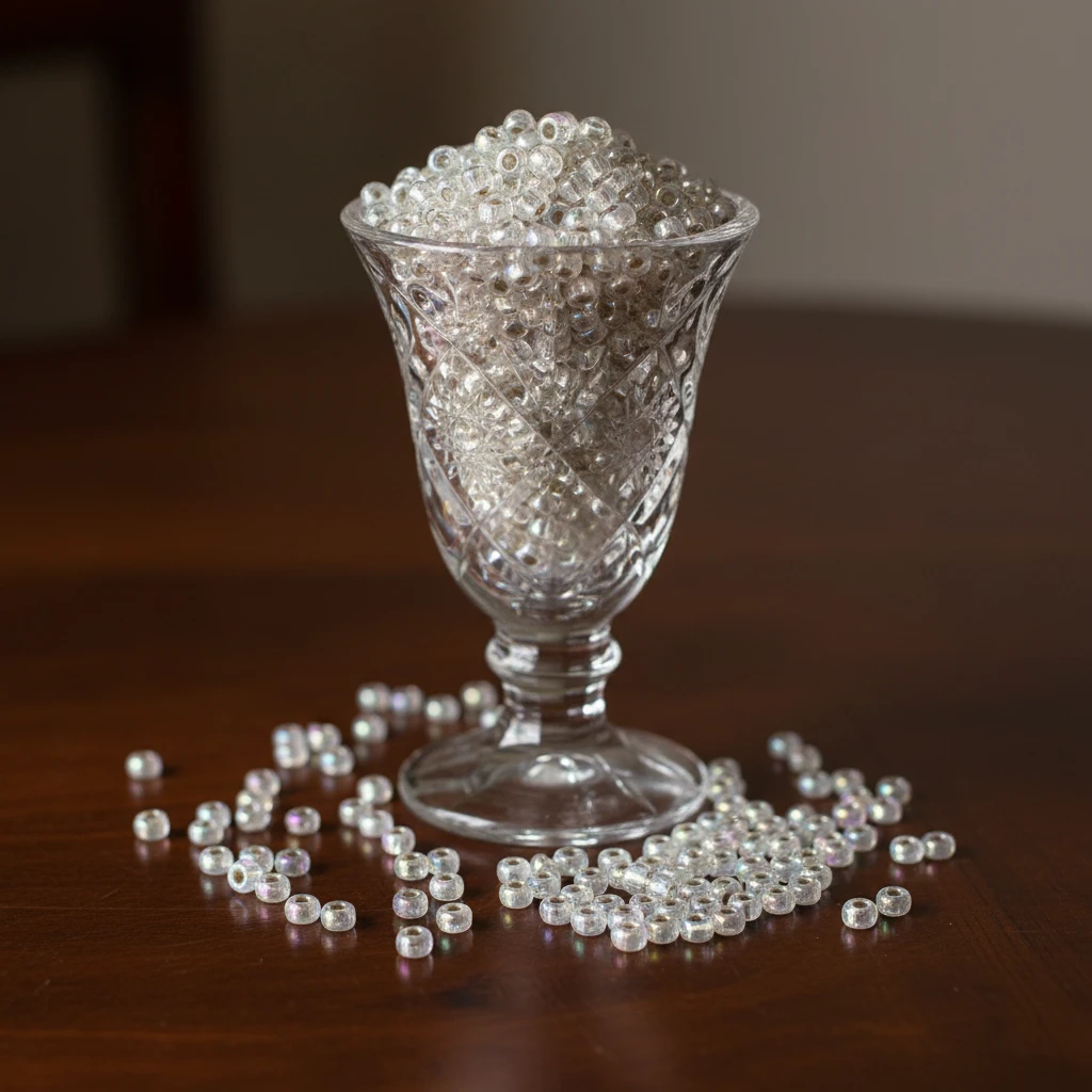 10/0 78109 Preciosa Perles de verre tchèques de Rocaille 2.3mm. Cristal doublé argent, arc-en-ciel.