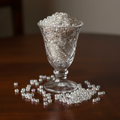 10/0 78109 Preciosa Perles de verre tchèques de Rocaille 2.3mm. Cristal doublé argent, arc-en-ciel.